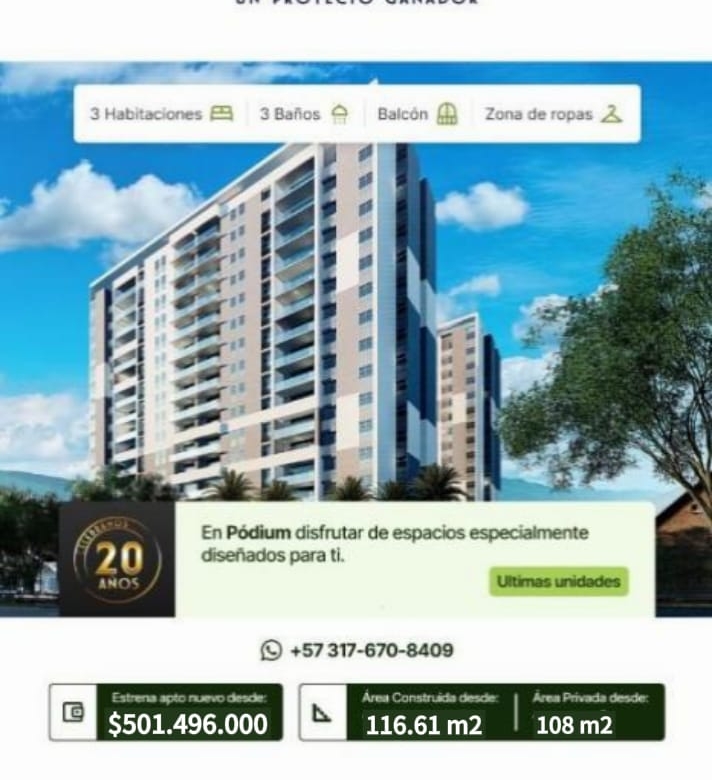 ULTIMOS APARTAMENTOS Podium Valle de Lili