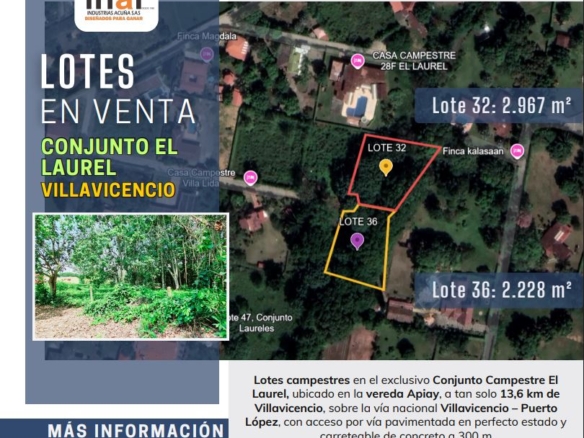 VENTA DE LOTES EN CODAZZI CESAR Y EN VILLAVICENCIO Conjunto Campestre El Laurel