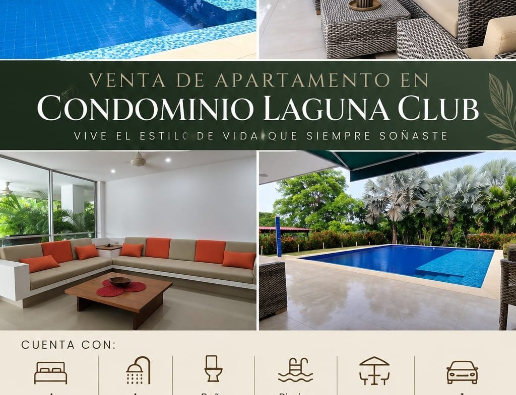 Apartamento en venta en Laguna Club Cartagena de Indias, piscina privada y venta a puerta cerrada